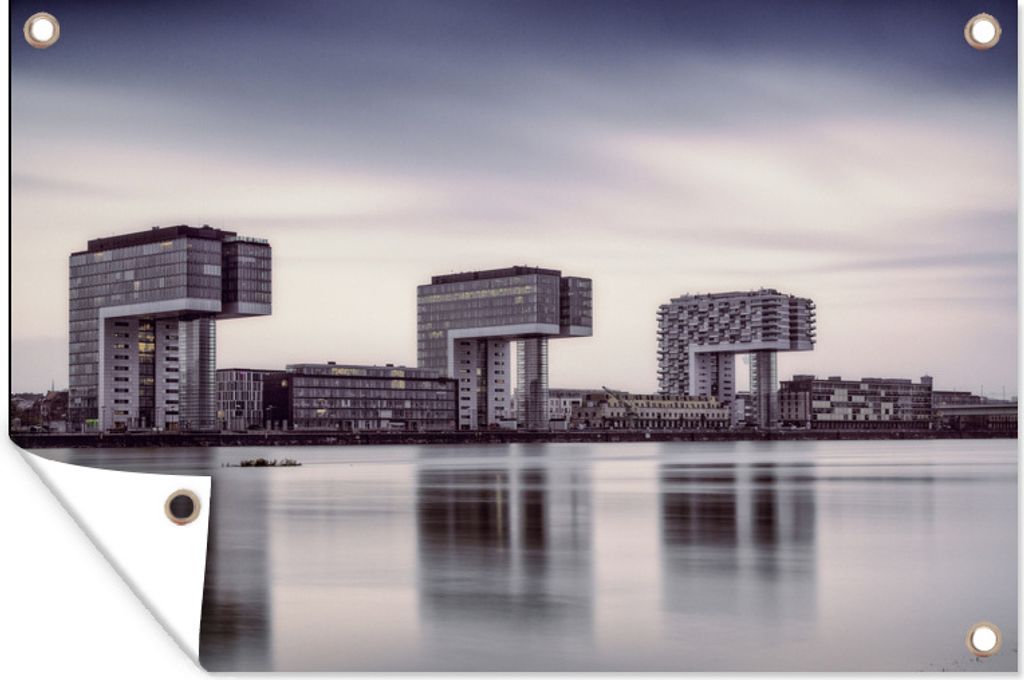 MuchoWow 120x80 cm Outdoor-Poster Gartendeko Sichtschutz Garten Poster für den Garten Kranhaus - Köln - See