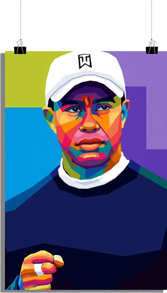 Tiger Woods Poster - Golf Poster - Golfikone Poster - Abstraktes Poster - 51x71cm - Perfekt zum Einrahmen