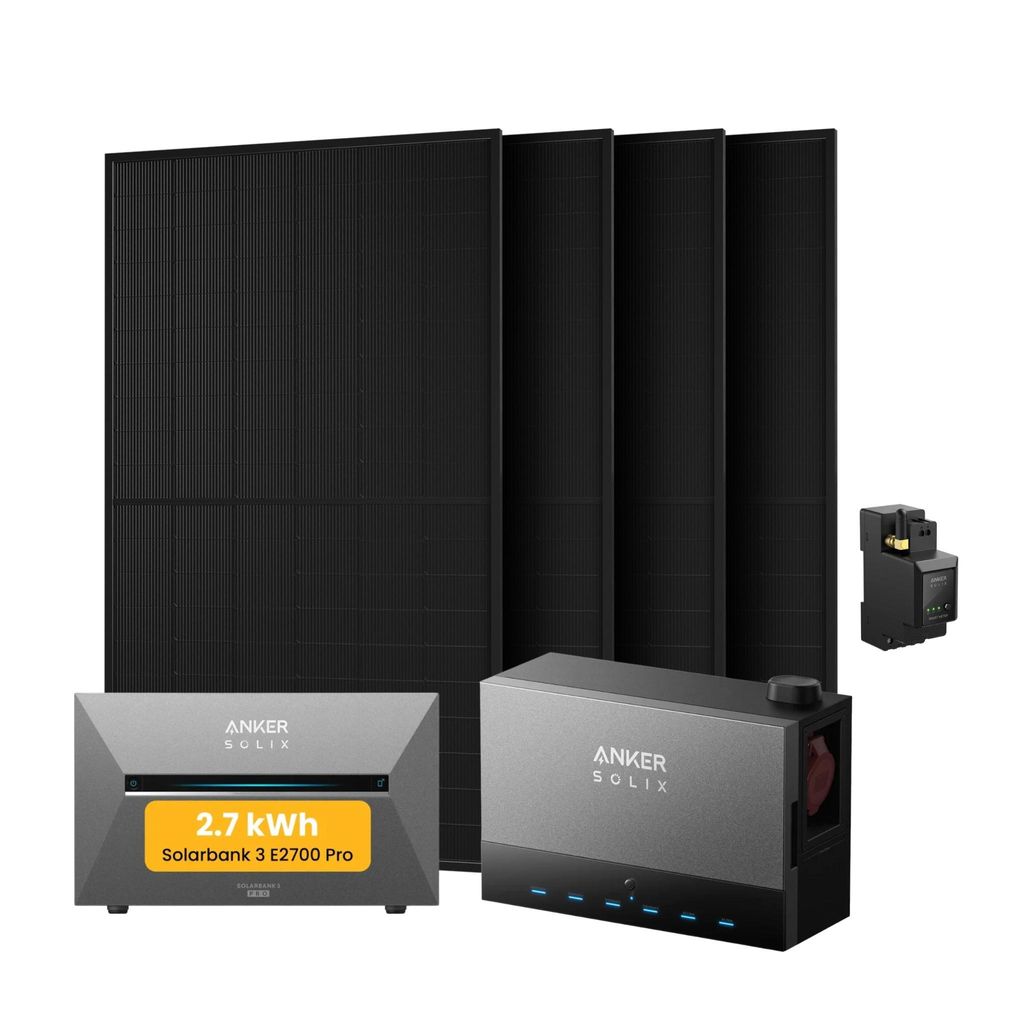 Powerness Balkonkraftwerk mit Speicher, Anker Multisystem SOLIX Solarbank Power Dock mit Solarbank 3 E2700 Pro und 2000W Solarmodule (0% MwSt)