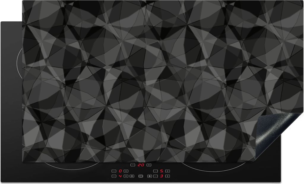 KitchenYeah Herdabdeckplatte Schwarz - Mosaik - Abstrakt - Muster , 90x52cm, Küche Deko, Glaskeramikkochfeld Herdabdeckung, Abdeckplatte fùr Ko...