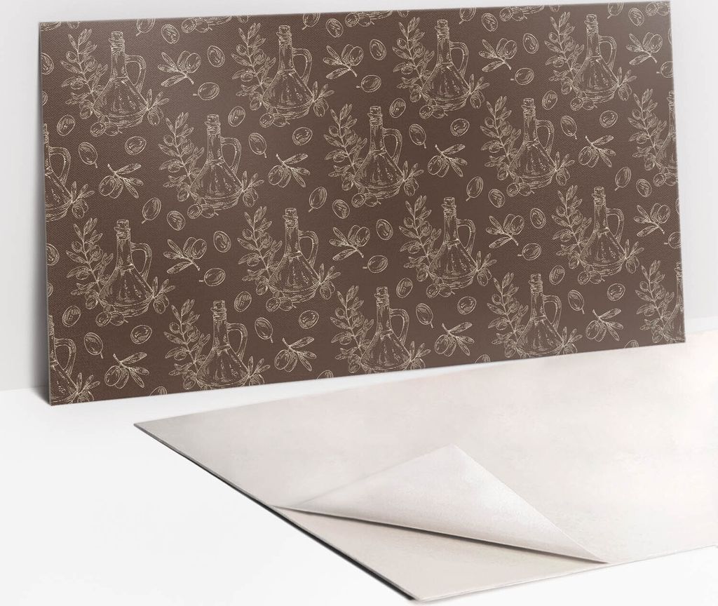 Dekorative PVC Wandpaneele - Küchenpaneele Rückwand hart Innenwand - 100 x 50 - Olivenöl