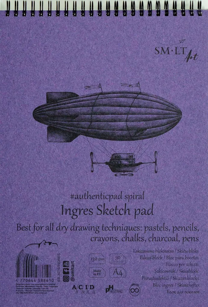 Carnet de dessin A4 SMLT anti-transparence 130g papier blanc naturel