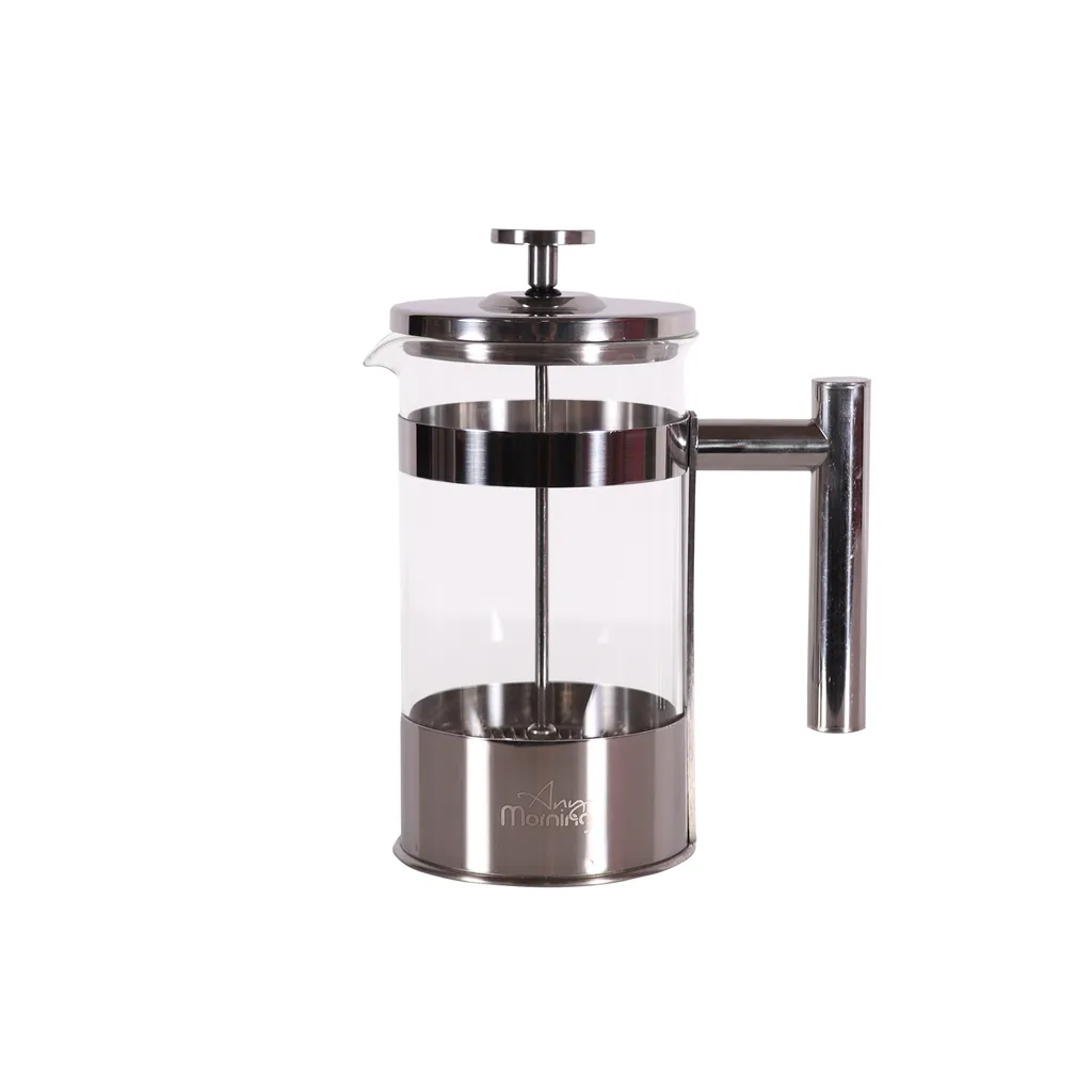 Any Morning French Press Coffee and Tea Maker con tripli filtri in acciaio inossidabile, pressa per il tè in vetro borosilicato, sistema di filtraggio a 3 livelli, portatile, facile da pulire, 20 oz