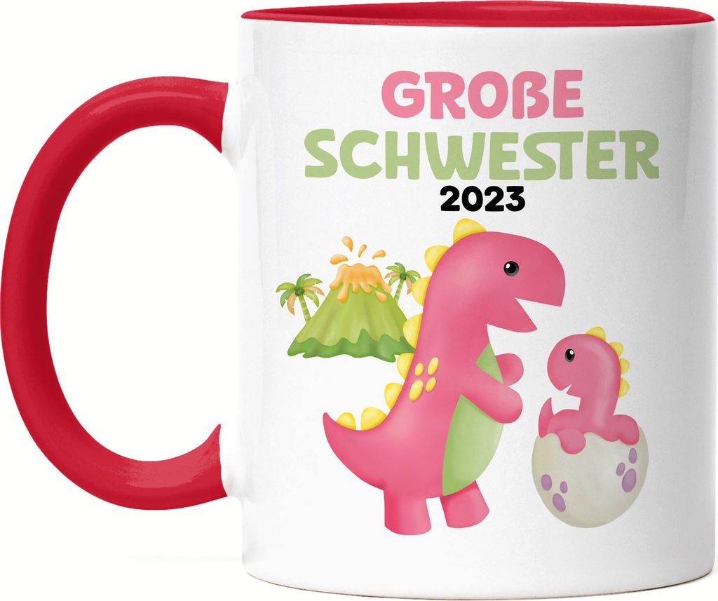 Große Schwester 2023 Tasse Rot Baby Geburt Geschwister Familie Liebe Geborgenheit Kleinkind Geborgenheit Ei