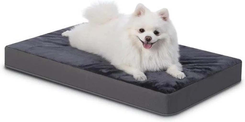 Lit chien orthopédique anti-douleur cuir et laine gris foncé 75 cm