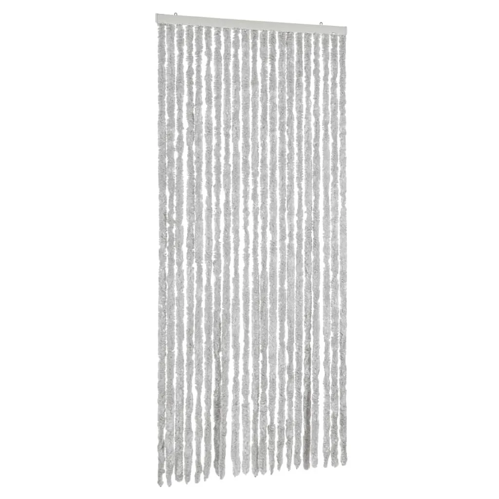 Rideau moustiquaire chenille gris 56x200 cm pour porte et balcon