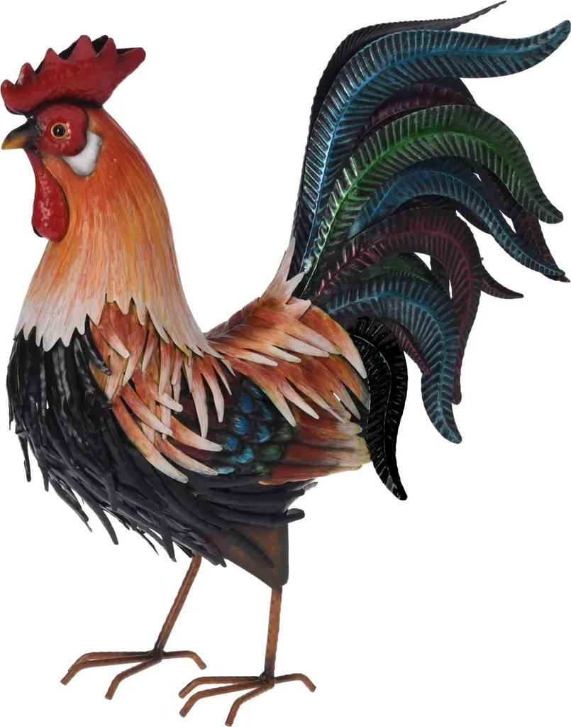 Progarden Figurine de Jardin Coq en Métal Multicolore 13,5x38x40,5 cm