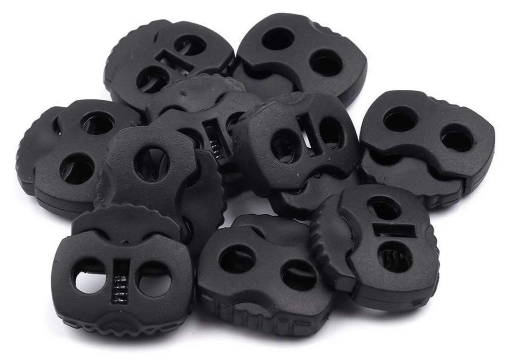 10 Kordelstopper mit zwei Löchern 20x20mm, Durchzug 5mm - Produktbild 