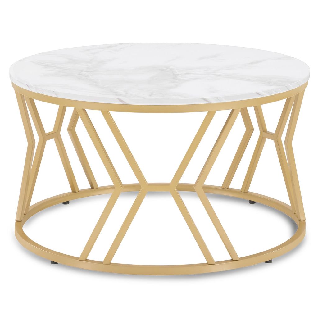 Couchtisch Rund Holz, Moderner Sofatisch, Kleiner Beistelltisch Metall, Kaffeetisch für Wohnzimmer, Schönheitssalon, Wohnzimmertisch 2115