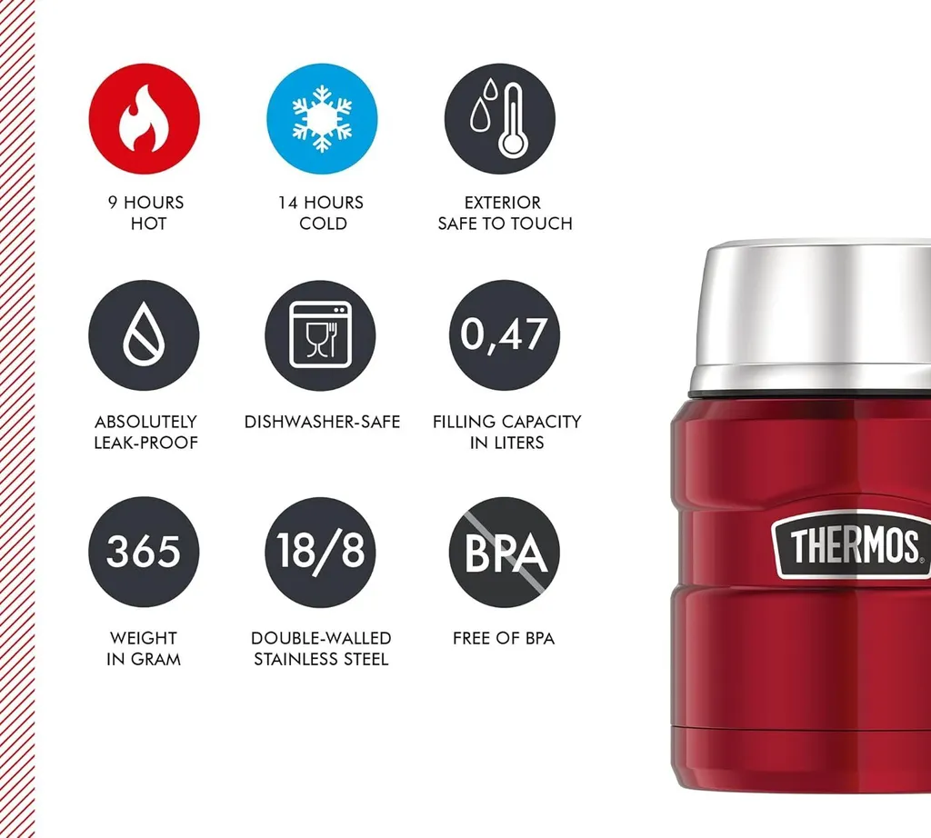 THERMOS Speisegef„á STAINLESS KING, 0,71 Liter, rot