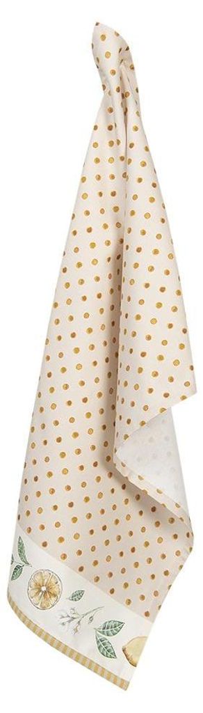 Clayre & Eef Geschirrtuch 50x70 cm Beige Gelb Baumwolle Zitrone
