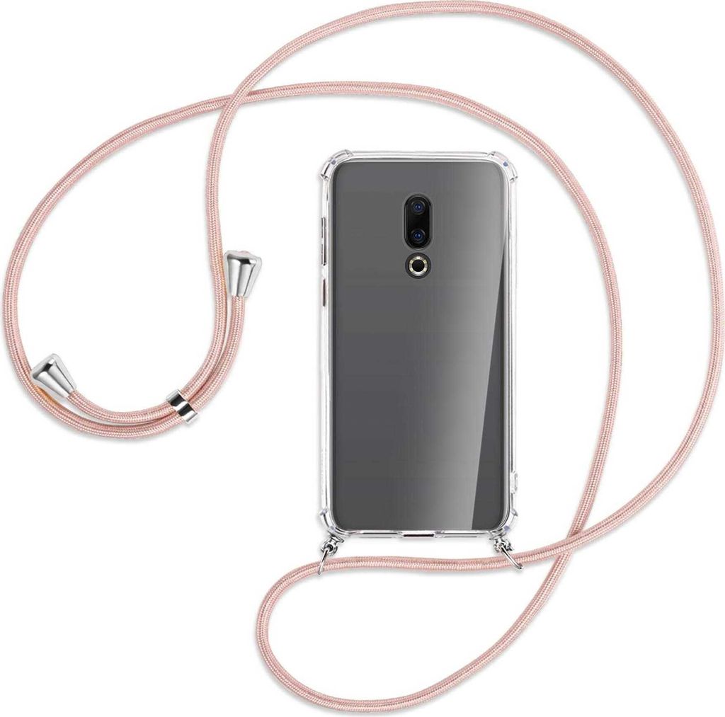 Handykette Backcover-Schutzhülle mit Band (Metall silberfarben) für Meizu 16 (M882Q) - roségold