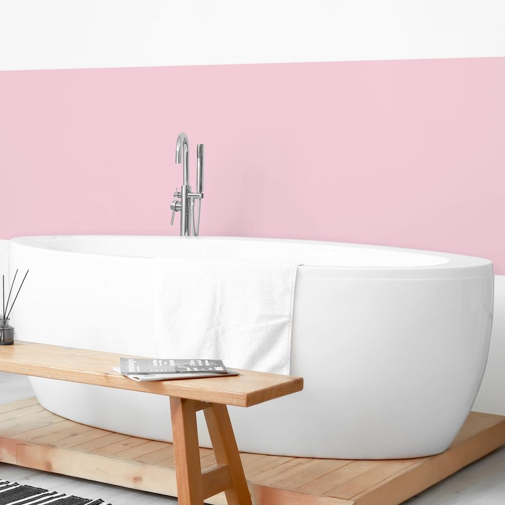 Wandverkleidung Bad mit Motiv selbstklebend - 0.61 mm Wandpaneel matt wasserfest Design rosa Unifarben Badrückwand fugenlos 250x100 cm