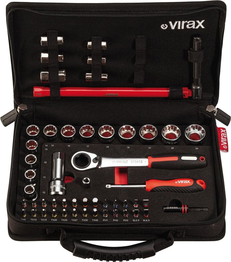VIRAX Kit Armaturenmutternschlüssel, Durchgangssteckschlüssel 51 Stk - 310410