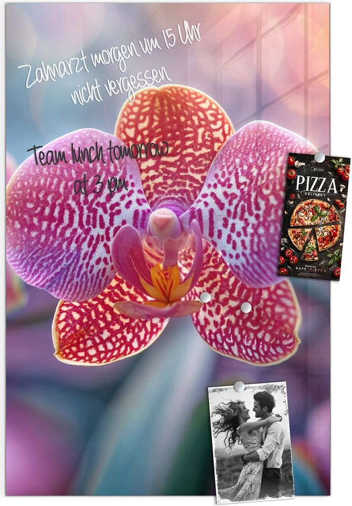 Magnettafel 60x90cm Pinnwand Whiteboard beschreibbar - Exotische Orchidee