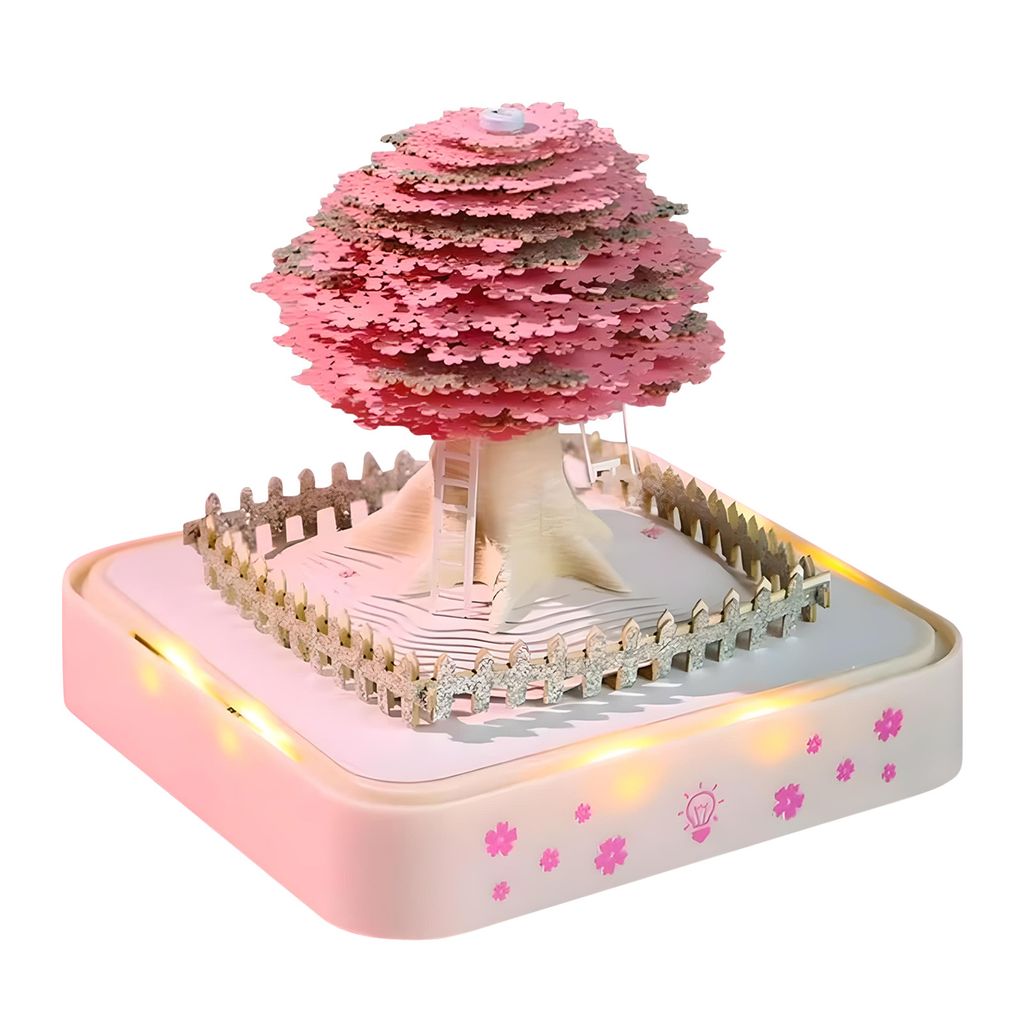 3D-Abreißkalender 2026 - Kreativer Papierskulptur-Kalender mit LED-Beleuchtung, Notizblock und Akryl-Ständer für Büro & Zuhause