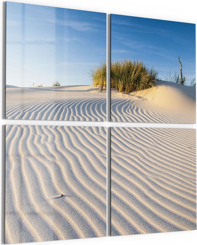 DEQORI Glasbild Echtglas 4x50x50 cm 'Sanddüne Ostseeküste' Wandbilder XXL groß