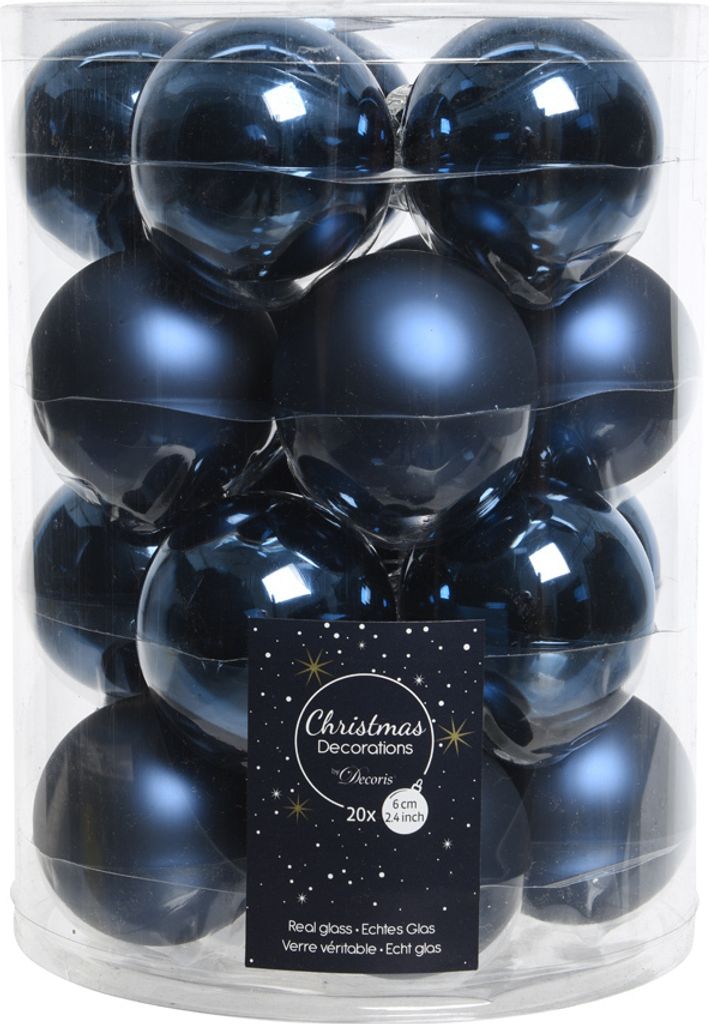 Weihnachtskugeln Glas 6cm x 20 Stück - Nachtblau Produktbild 1