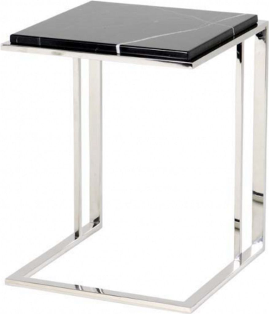 Casa Padrino Luxus Art Deco Designer Beistelltisch mit schwarzer Marmorplatte - Designer Beistelltisch Möbel