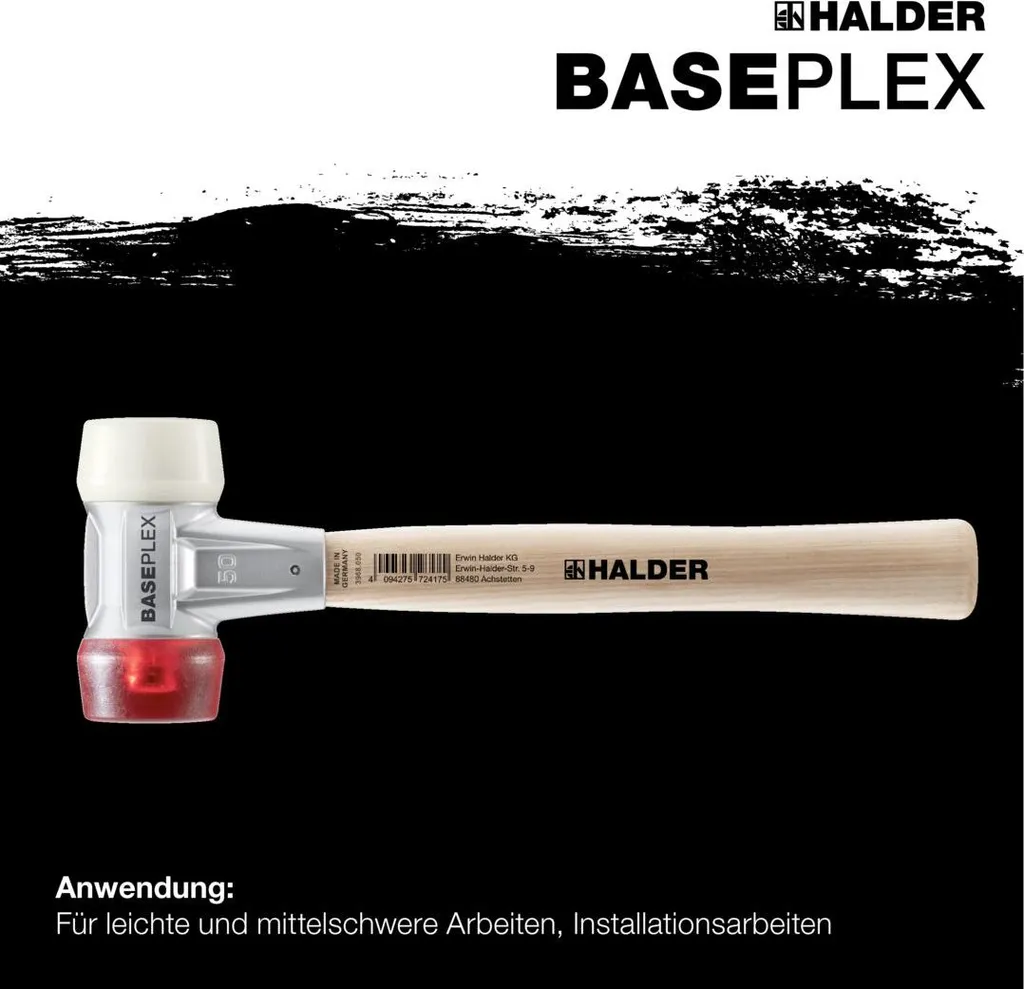 Halder Baseplex 3968 Martello Facce Intercambiabili Acetato e Nylon Professional - 15