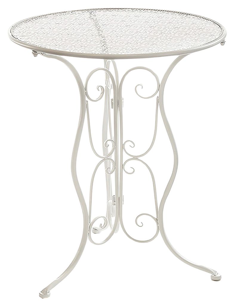 Kobolo Tisch Metalltisch Gartentisch Beistelltisch Deko - Metall - rund - weiß - Esstisch Terrassentisch Gartenmöbel Balkontisch Beistelltisch Deko