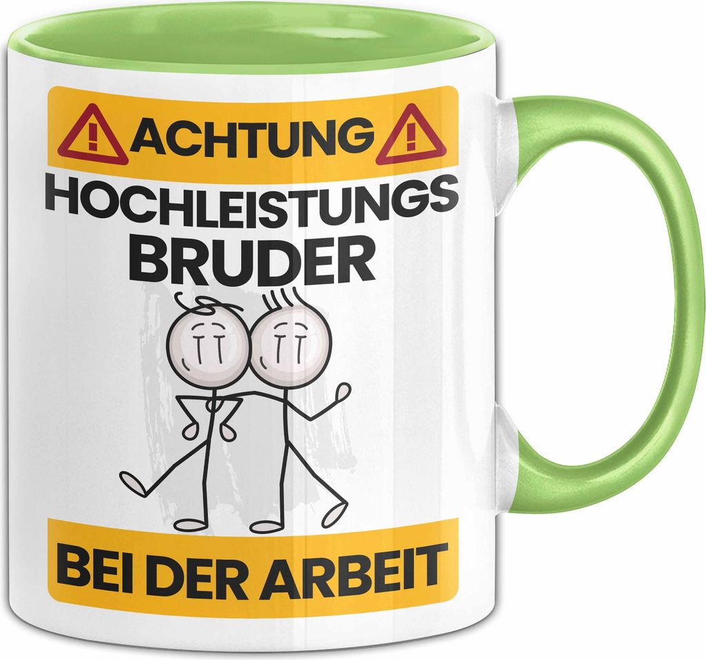 Bruder Tasse Geschenk Lustiger Spruch Geschenkidee für Bruder Achtung Hochleistungs Bruder Bei Der Arbeit (Grün)