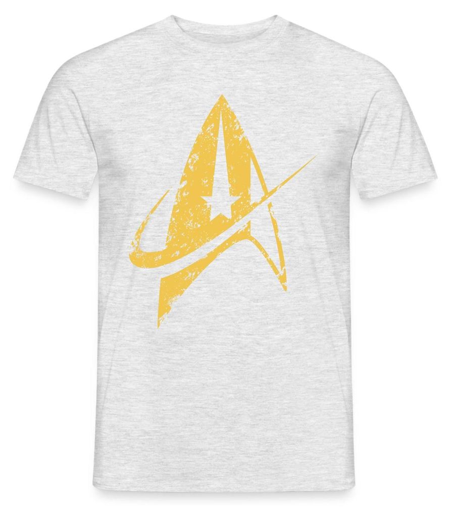 Spreadshirt Star Trek Discovery Delta Abzeichen Gold Männer T-Shirt, L, Grau meliert