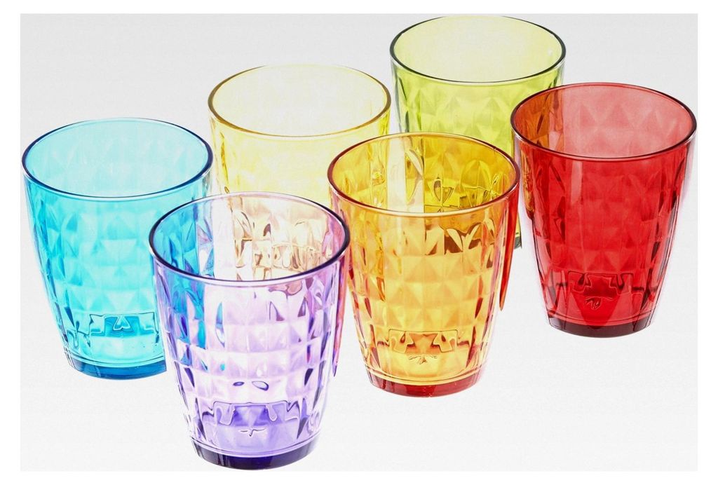 Sechsgläser aus mehrfarbigem Glas, 32,99 x 15,49 x 10,01 cm; 1,59 kg