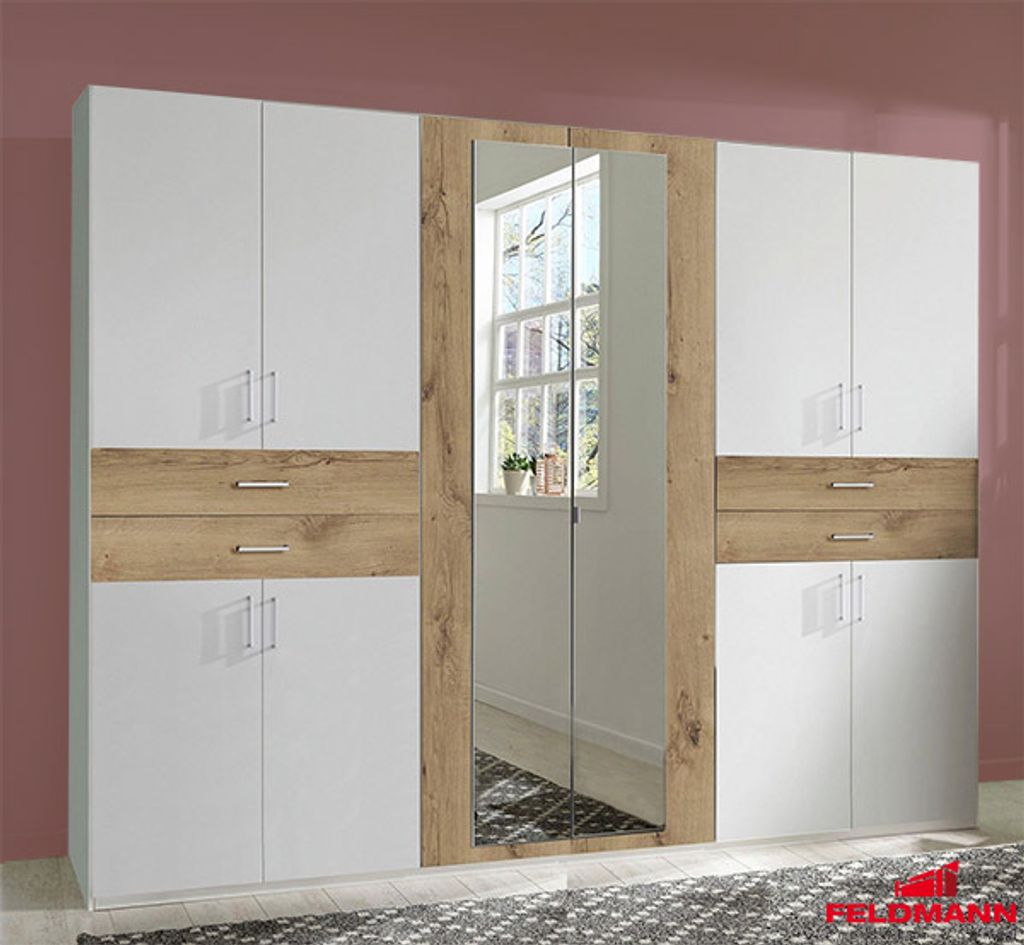 Kleiderschrank Schlafzimmer Schrank Taiga weiß / Produktbild 