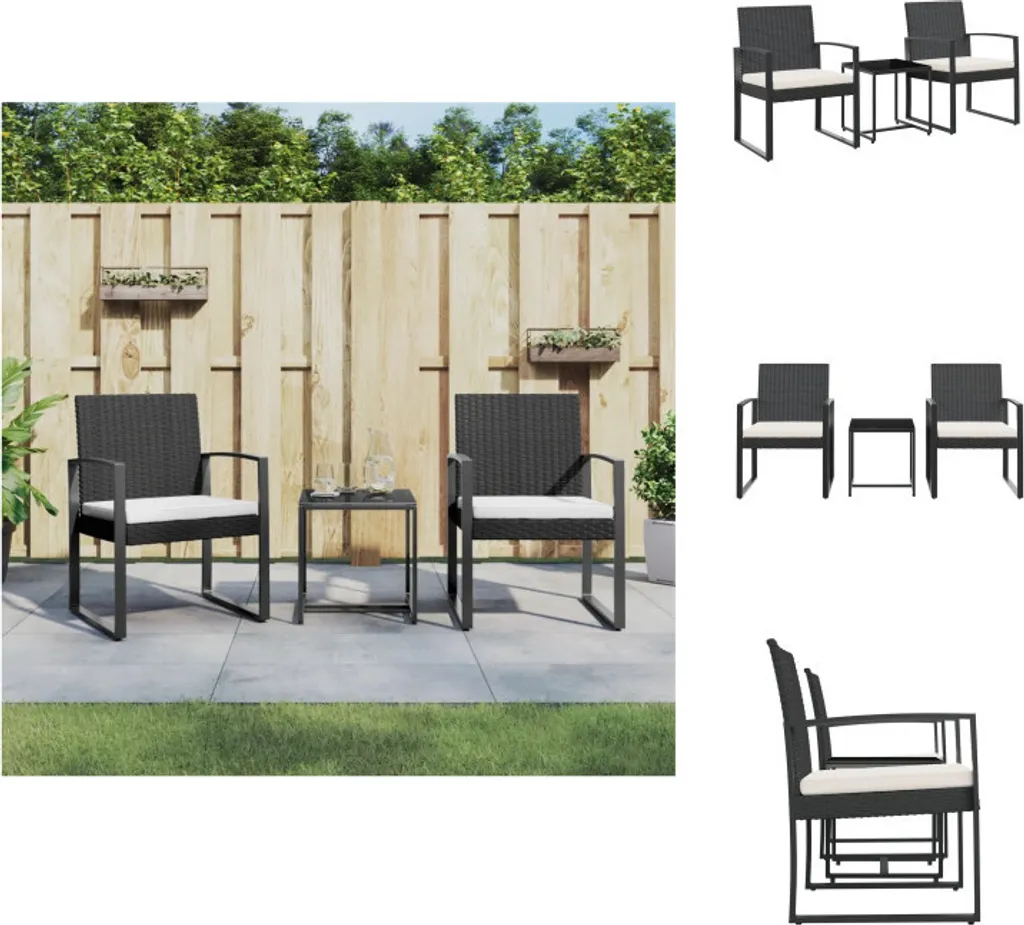 Salon de Jardin Anti-UV et Intempéries Noir en Rotin PP avec 2 Fauteuils