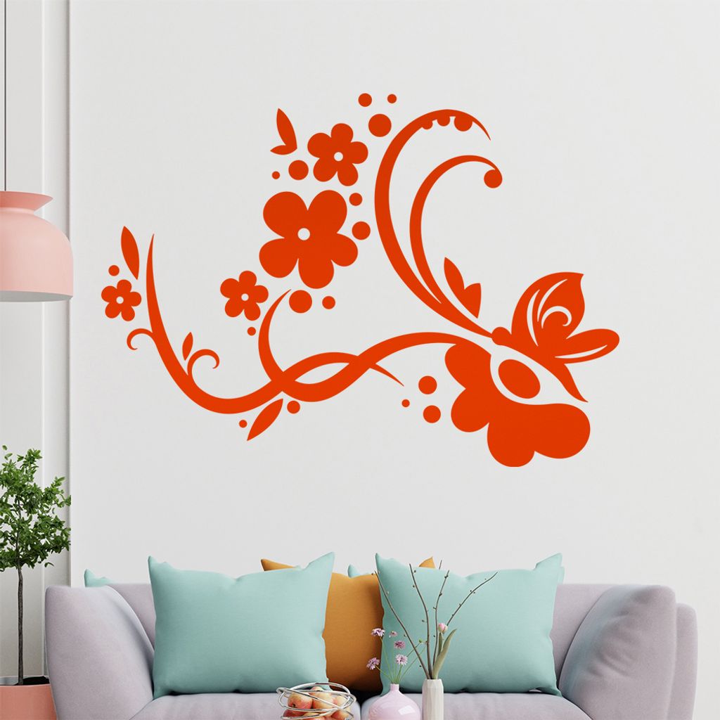 Blüte Blume Tribal Wandtattoo in 6 Größen - Wandaufkleber Wall Sticker - Dekoration, Küche, Wohnzimmer, Schlafzimmer, Badezimmer