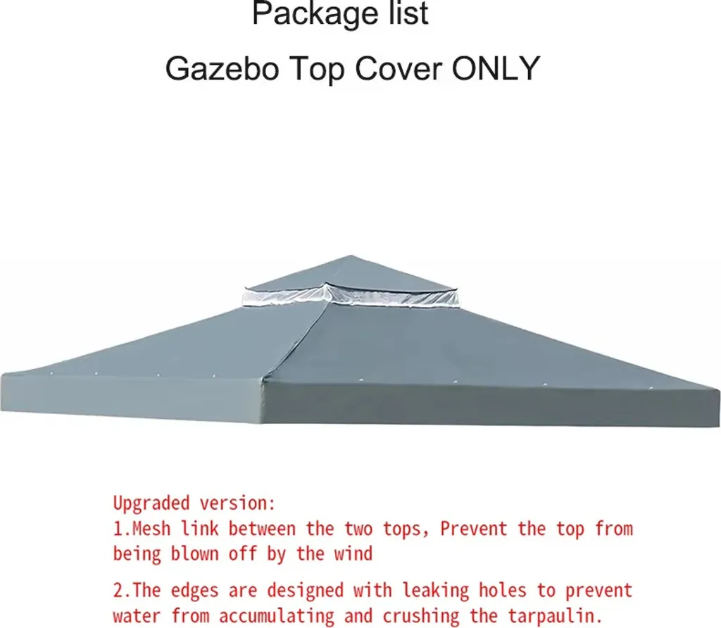 Copertura Gazebo 3x3 Ricambio Impermeabile Grigio Doppio Tetto Qualità