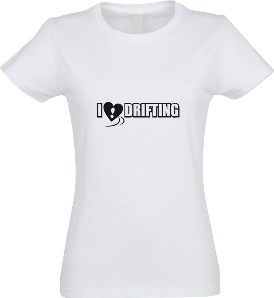 Kiwistar - T-Shirt tailliert - Damen - Weiss - I Love Drifting - mit Motiv Bedruckt - Funshirt Design - Sport - Freizeit - Damen - XXL