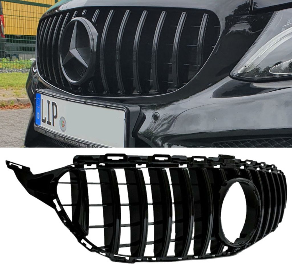 Kühlergrill Grill Schwarz Glanz passend für Mercedes C Produktbild 3