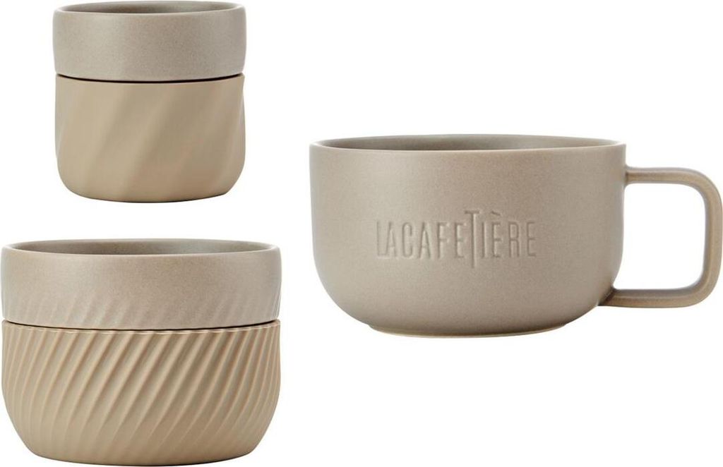 La Cafetière Kaffee-Liebhaber-Set de Familiengeschenk de 3 Tassen, mit TassenStapelbare Tassen de 380 ml, 200 ml und 100 ml mit Hüllen de Silikon...