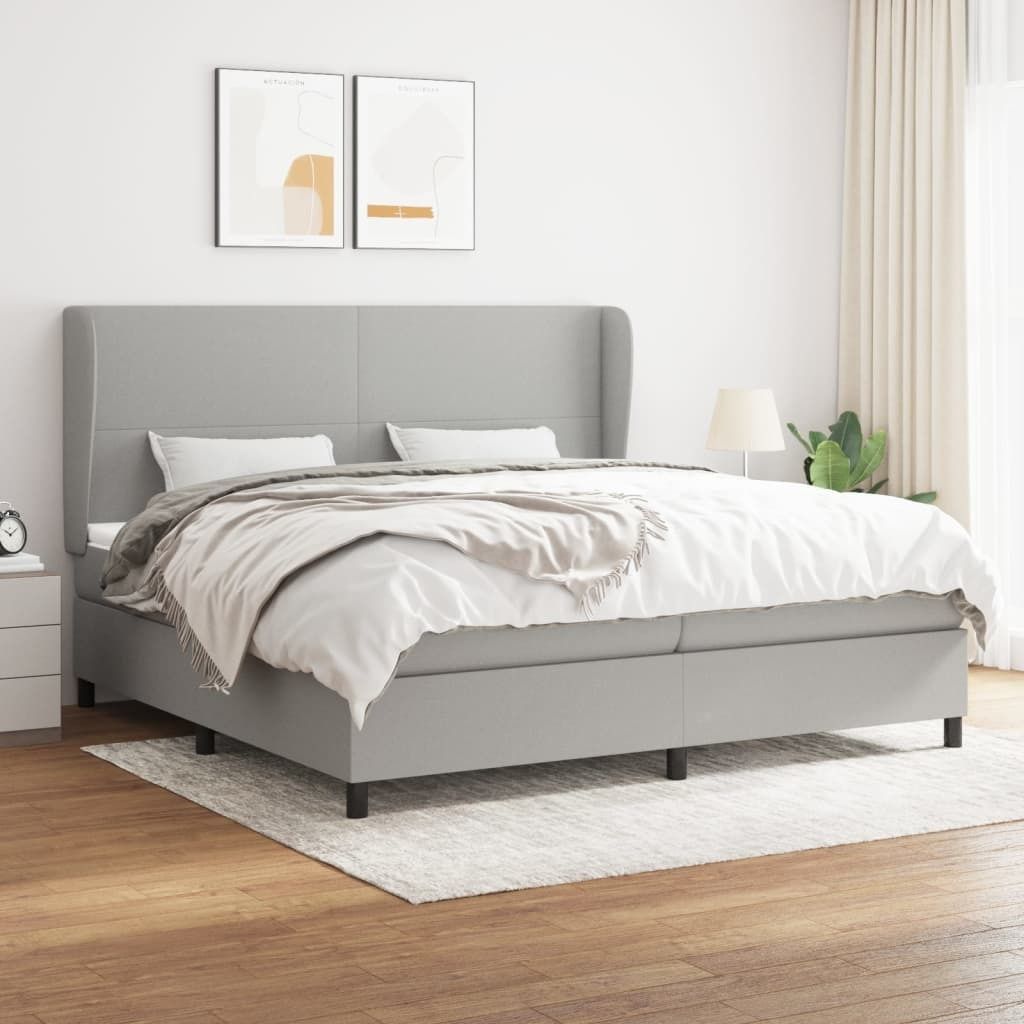 The Living Store Boxspringbett mit Matratze Hellgrau 200x200 cm Stoff