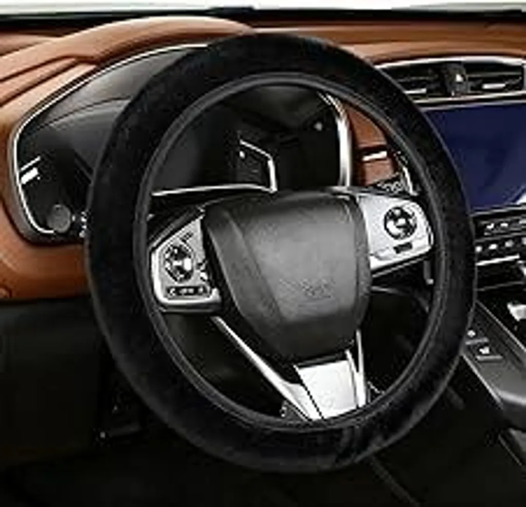 Coprivolante Invernale Peluche Nero Universale 37-39cm | Comfort Auto