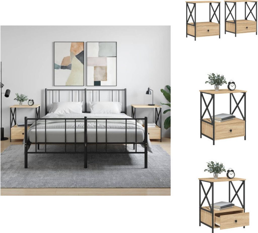 vidaXL Nachttische 2 Stk. Sonoma-Eiche 50x41x65 cm Holzwerkstoff - Nachttische