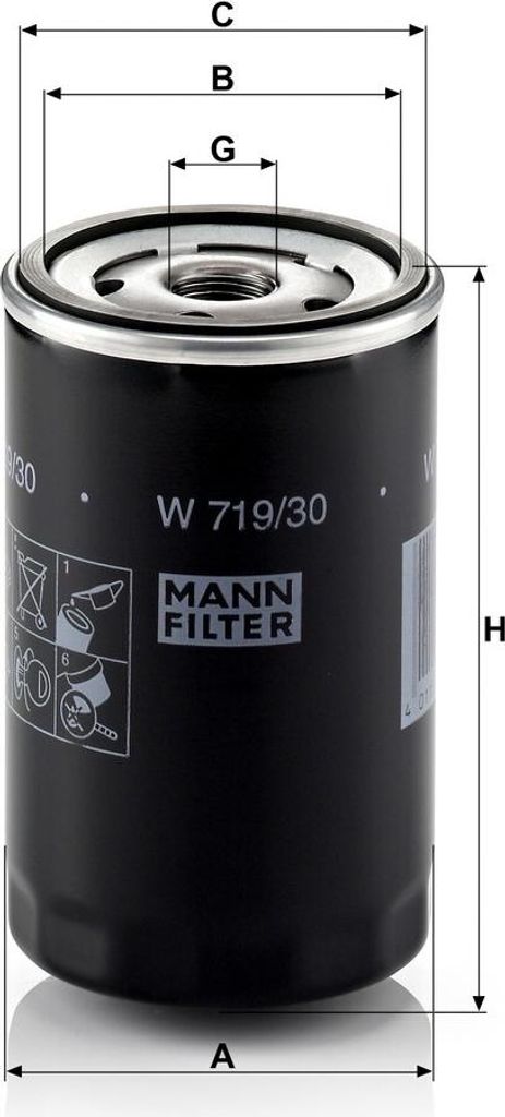 Olejový filter MANN-FILTER W 719/30 Obrázok produktu 