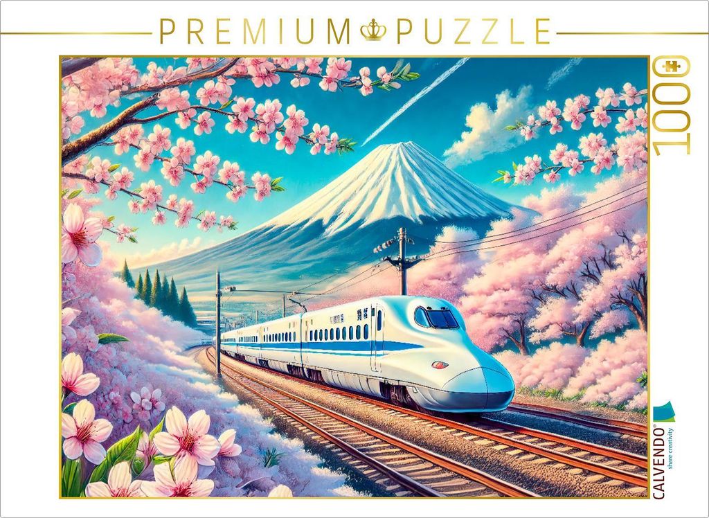 CALVENDO Puzzle Hochgeschwindigkeitszug vor dem Fujiyama | 1000 Teile Lege-Größe 64x48cm Foto-Puzzle für glückliche Stunden