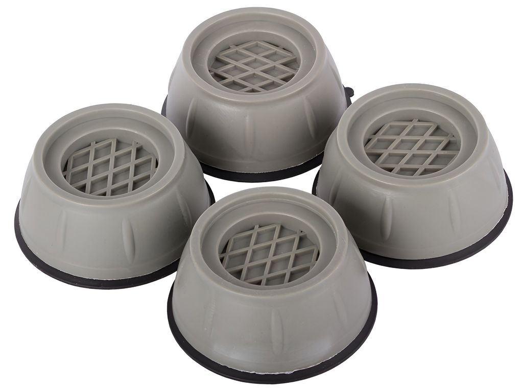 Four gray anti-vibration pads for appliances.