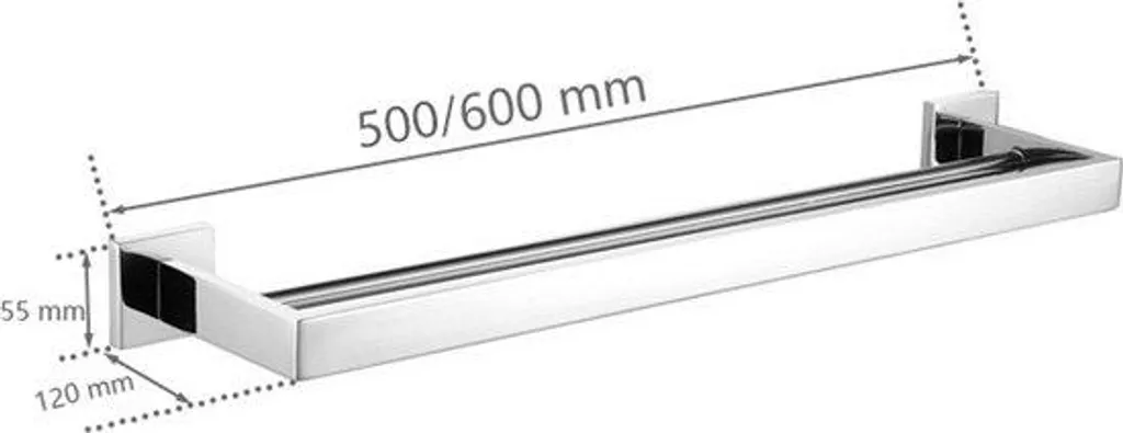 Porte-serviettes 60 cm en acier chromé inoxydable haute résistance