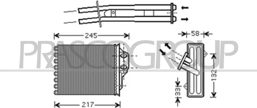 Échangeur de chaleur PRASCO FT030H001 OE 77362540 pour Fiat 500 et Panda