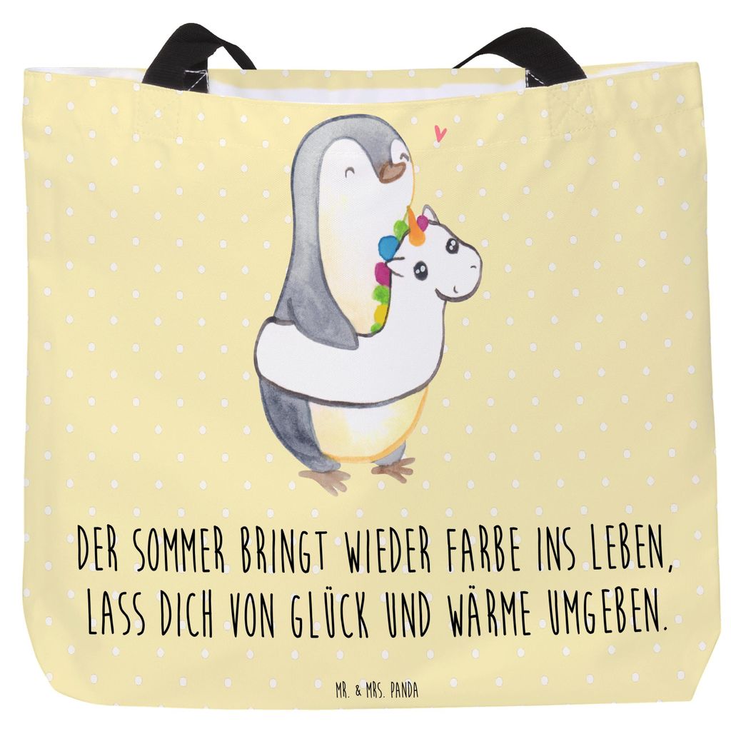 Mr. & Mrs. Panda Tote Bag Sommerfarben - Gelb Pastell - Geschenk, Summer Vibes, Lebensfreude, Feelings, Strandtasche, Tragetasche, Kuscheln, Strand...