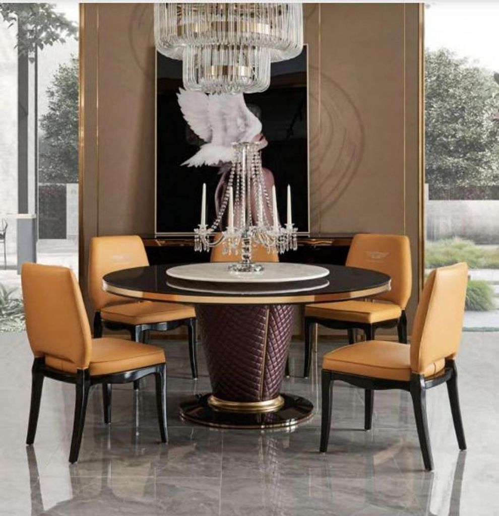 Designer Ess Zimmer Stuhl Set Tische Sessel 4x Stühle Tisch Garnitur Gruppe Neu