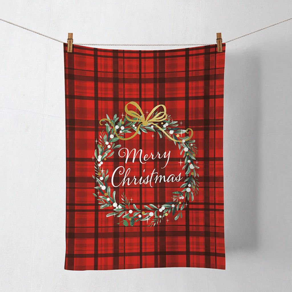 Küchentuch Baumwolle 50x70cm mit Merry Christmas Schriftzug Produktbild 