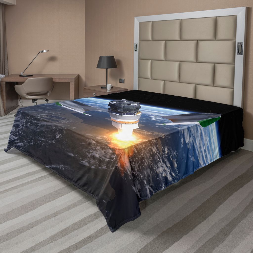 ABAKUHAUS Weltraum Bettlaken, Stapellauf Von Cargo Spacecraft In Progress Rakete Hebt Kosmos Universum Ab, weiches bequemes oberes Bettlaken für e...