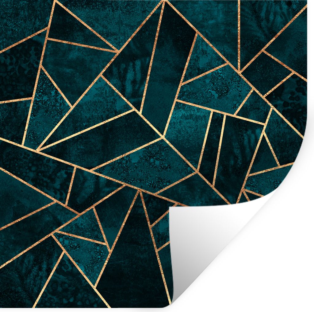 MuchoWow Wandtattoo Wandsticker Wandaufkleber Steine - Gold - Luxus - Muster - Abstrakt 30x30 cm Selbstklebend und Repositionierbar - Repositioni...