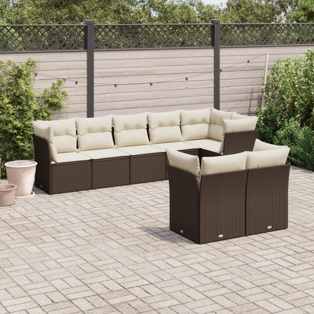 Maison Exclusive - 8-tlg. Garten-Sofagarnitur mit Kissen Braun Poly Rattan
