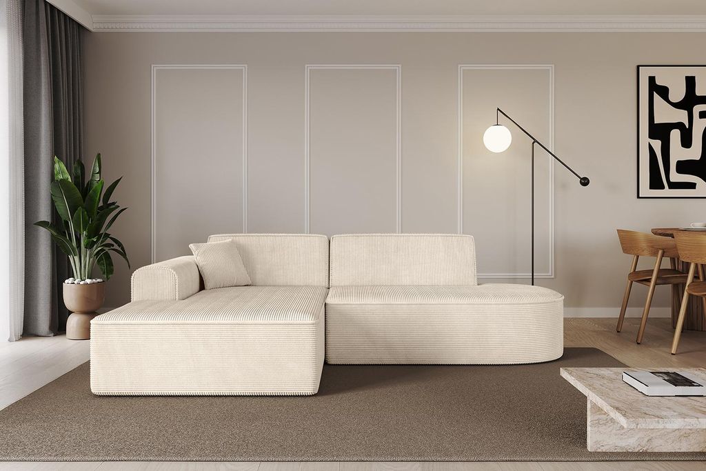 ALTDECOR Ecksofa in L-Form IREA-L1-v3 232x165x77 cm Beige Corner Sofa Eckcouch Couch Wohnlandschaft Cauchsofa